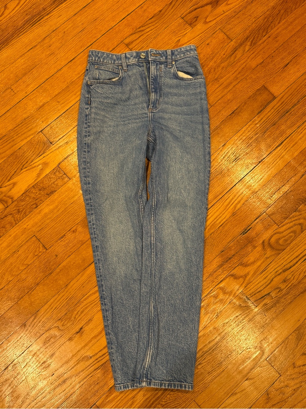 ASOS High-Rise Straight Leg Jeans in Light Blue